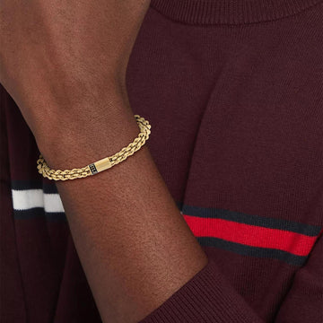 Ανδρικό βραχιόλι ατσάλινο Tommy Hilfiger 2790522 σε χρυσό χρώμα μήκους 19cm.